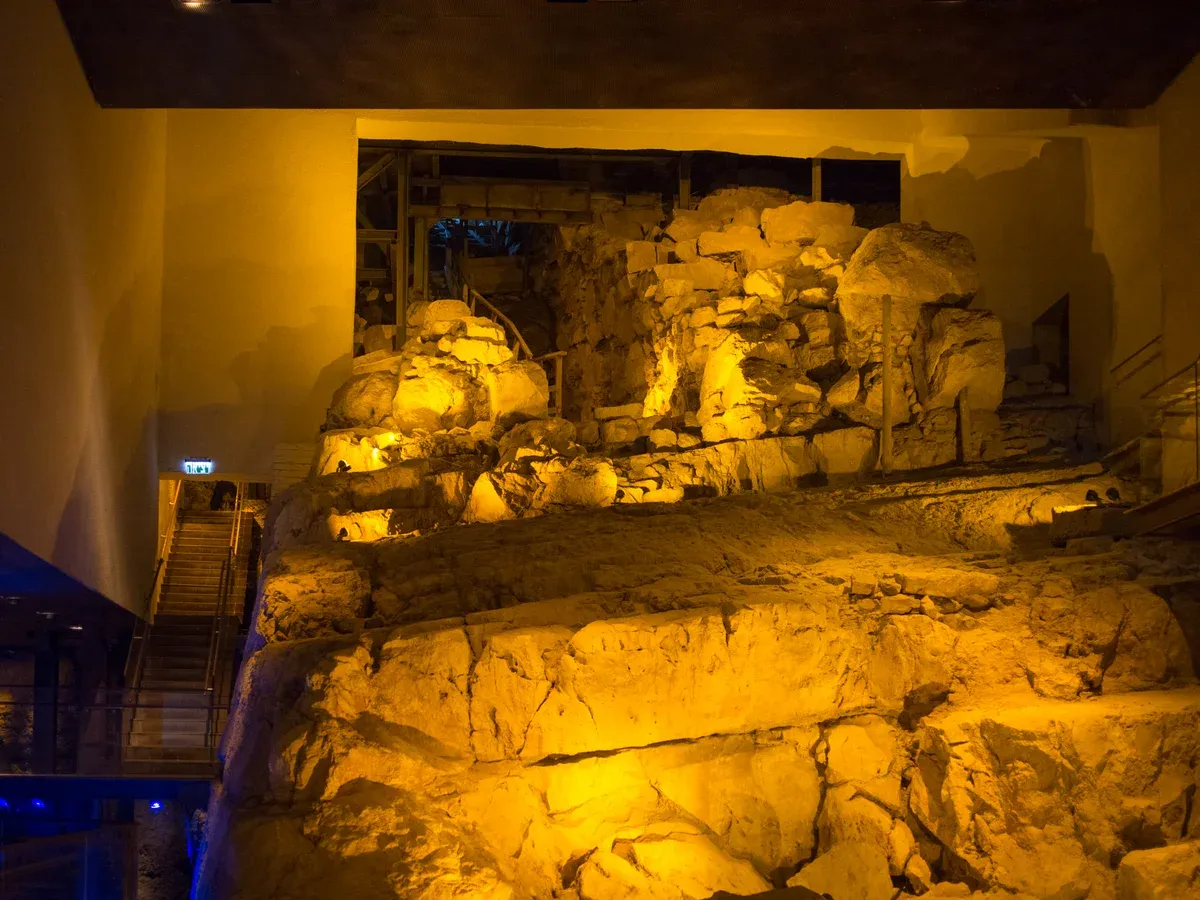 Gihon Spring tower remains in the City of David near the Old City of Jerusalem