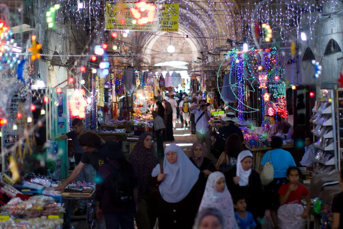 Covered market street in the Muslim Quarter on a private Jerusalem Old City tour