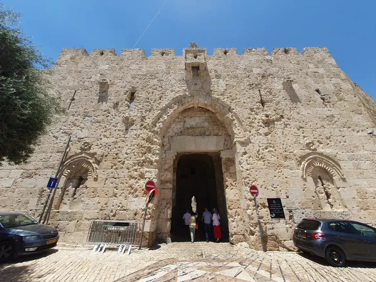 Zion Gate in the southern wall of the Old City of Jerusalem