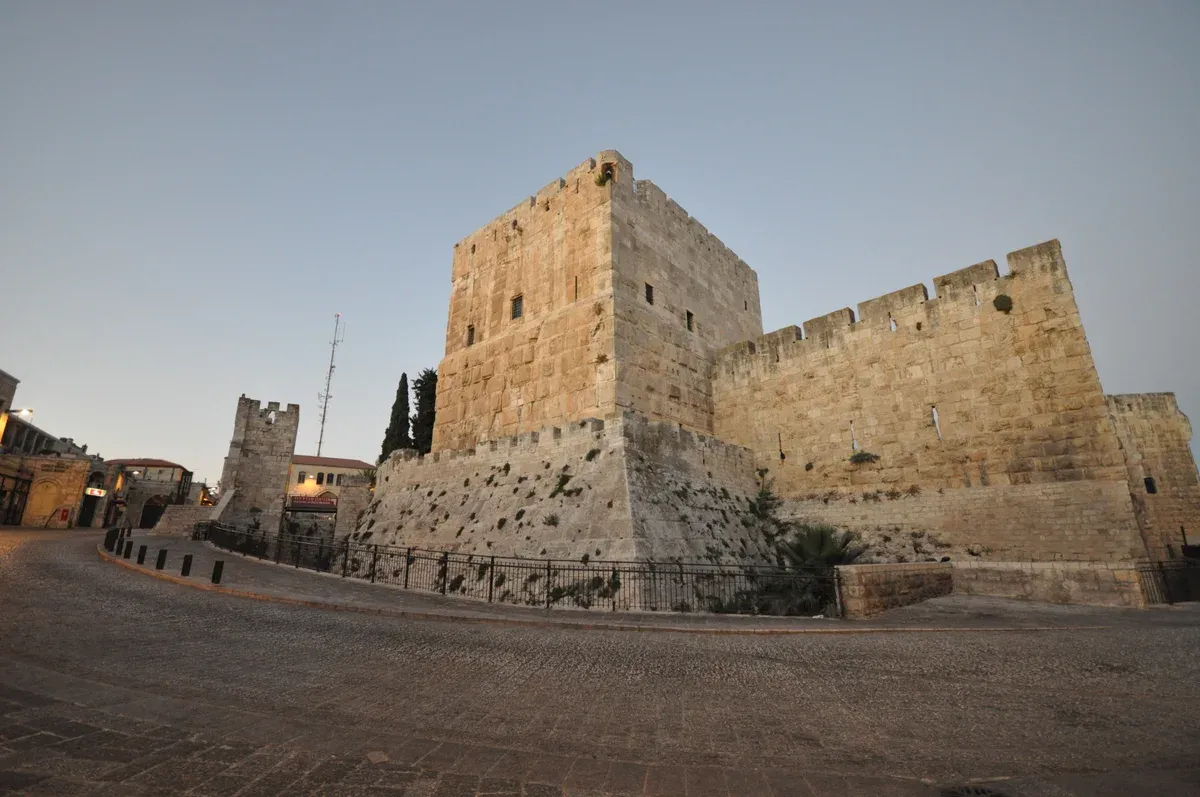 Tower of David citadel walls near Jaffa Gate in the Old City of Jerusalem